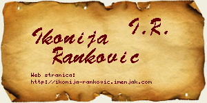 Ikonija Ranković vizit kartica